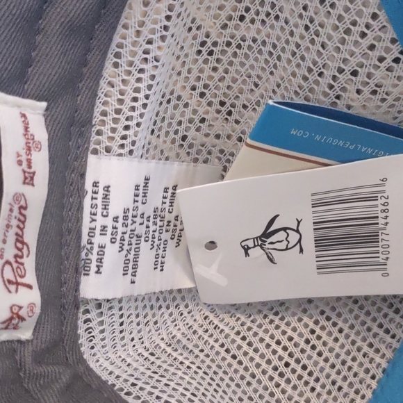 Penguin Palm trees Poolside Graphic Baseball Cap Mesh Trucker Blue Hat Pool NEW - Picture 6 of 12